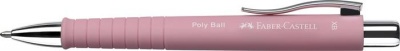 Guľôčkové pero, 0,7 mm, stláčací mechanizmus, ružové telo pera, FABER-CASTELL "Poly Ball", modrá