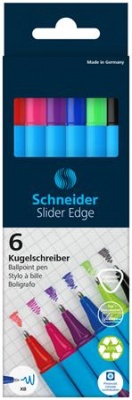 Guľôčkové pero, sada, 0,7 mm, s vrchnákom, SCHNEIDER "Slider Edge XB", mix farieb