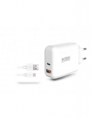 Sieťová nabíjačka, 1xUSB-A (18W), 1xUSB-C (45W), kábel USB-A–USB-C, URBAN FACTORY