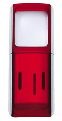 Lupa, 35x38 mm, s LED svetlom, WEDO, červená